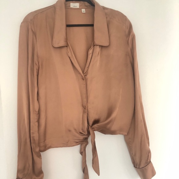 Wilfred Satin Tie Front Blouse Size Small - Picture 2 of 5